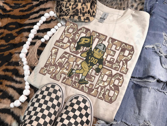 Duck Camo Purdue Faux Embroidery DTF Transfer