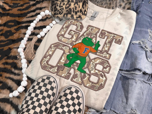 Duck Camo Gators Faux Embroidery DTF Transfer