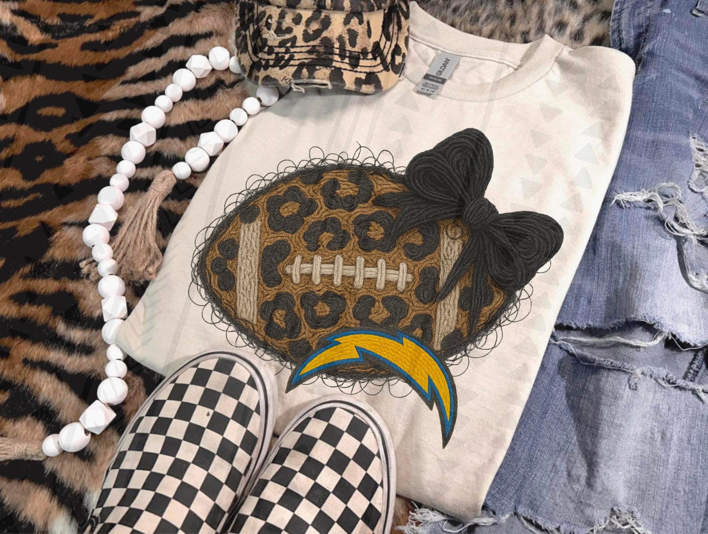 Leopard Football Faux Yarn DTF Transfer
