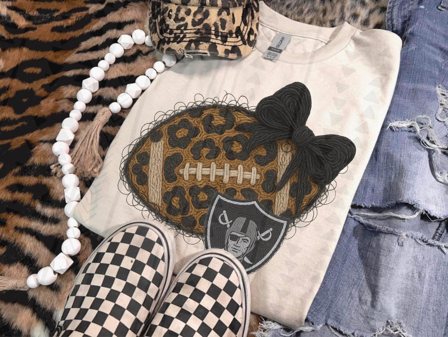 Leopard Football Faux Yarn DTF Transfer