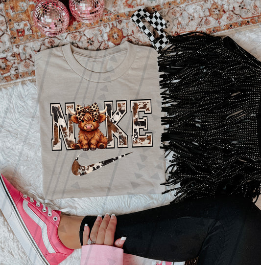 Highland Cow Swoosh DTF Transfer