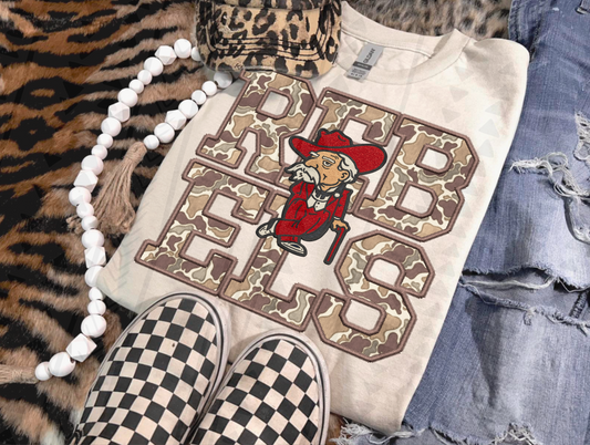 Duck Camo Rebels Faux Embroidery DTF Transfer