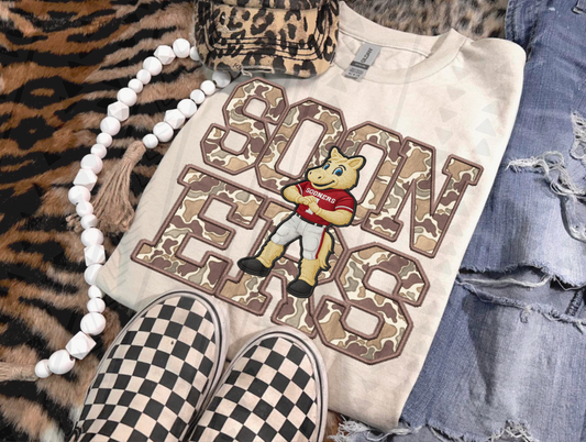 Duck Camo Sooners Faux Embroidery DTF Transfer