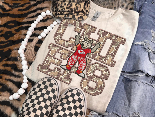 Duck Camo Chiefs Faux Embroidery DTF Transfer