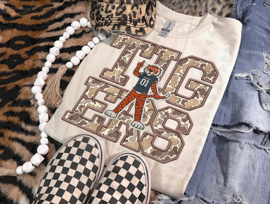 Duck Camo Auburn Faux Embroidery DTF Transfer