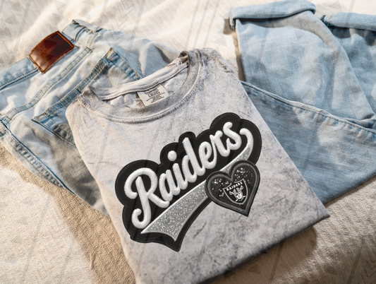 Varsity Raiders Faux Embroidery DTF Transfer