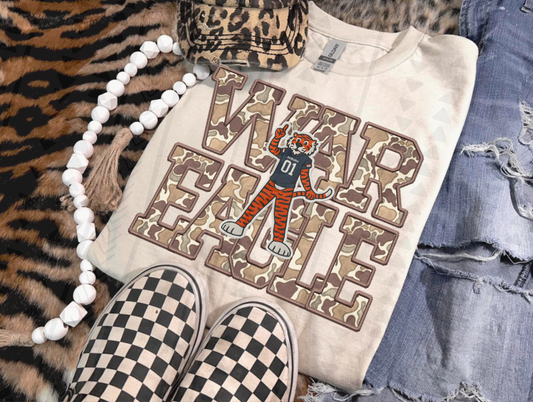 Duck Camo War Eagle Faux Embroidery DTF Transfer