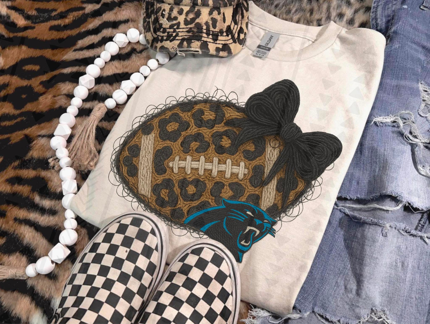 Leopard Football Faux Yarn DTF Transfer