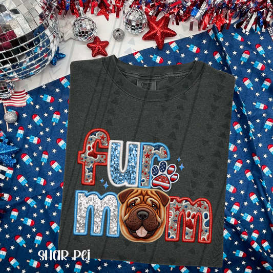 Patriotic Fur Mom - Shar Pei DTF Transfer