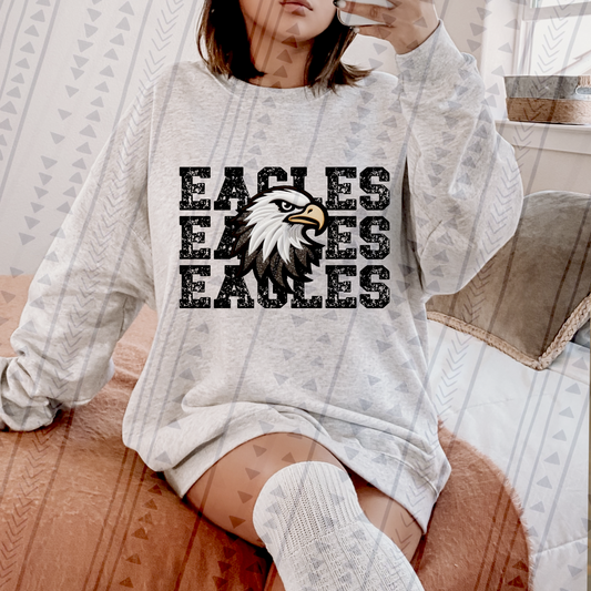 Eagles Mascot Faux Embroidery DTF Transfer