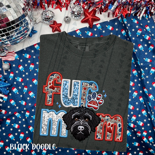 Patriotic Fur Mom - Black Doodle DTF Transfer