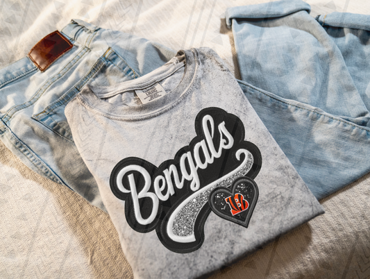 Varsity Bengals Faux Embroidery DTF Transfer