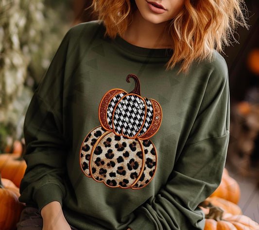 Houndstooth/Leopard Fall Pumpkin DTF Transfer