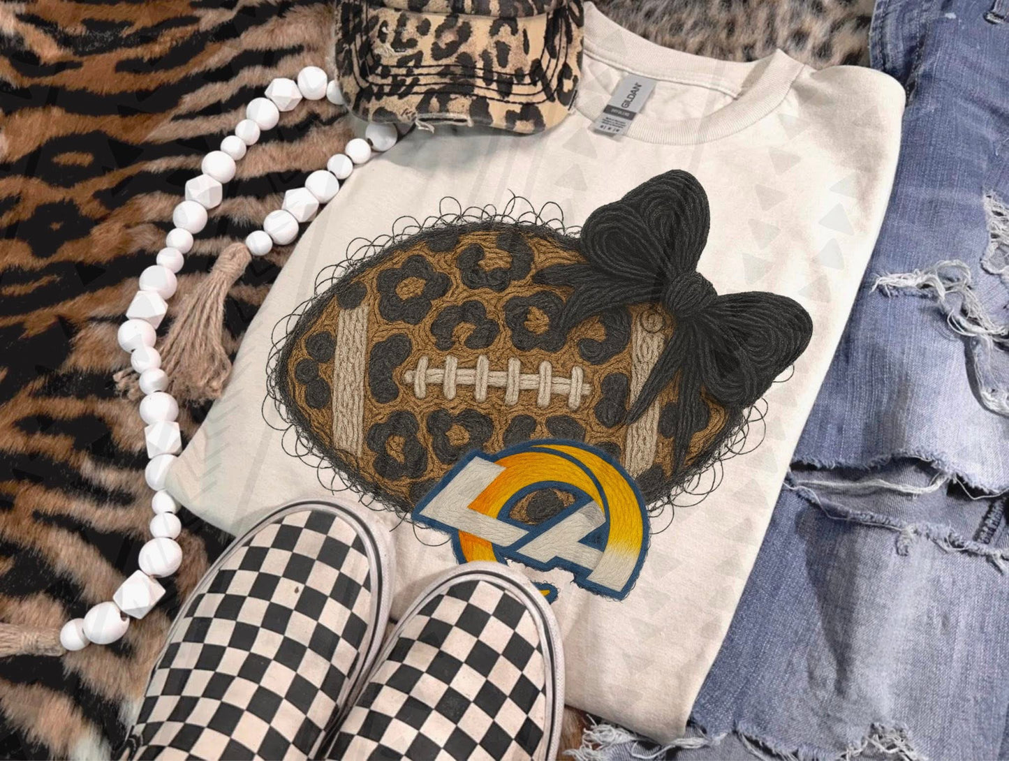 Leopard Football Faux Yarn DTF Transfer