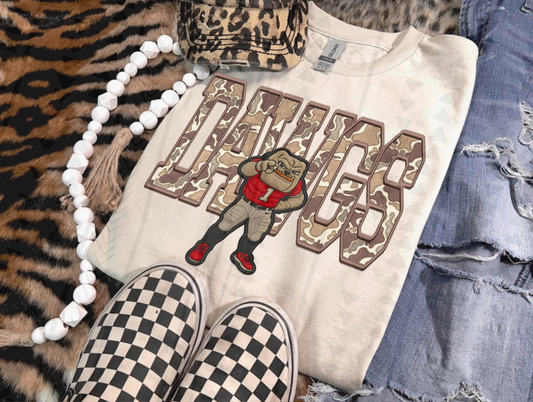 Duck Camo Dawgs Faux Embroidery DTF Transfer