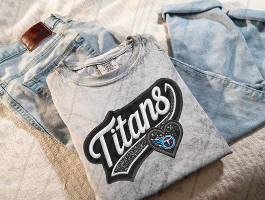 Varsity Titans Faux Embroidery DTF Transfer