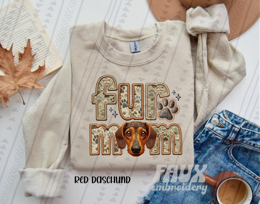 Fur Mom - Red Daschund DTF Transfer