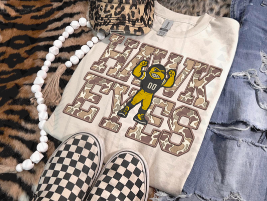 Duck Camo Hawkeyes Faux Embroidery DTF Transfer