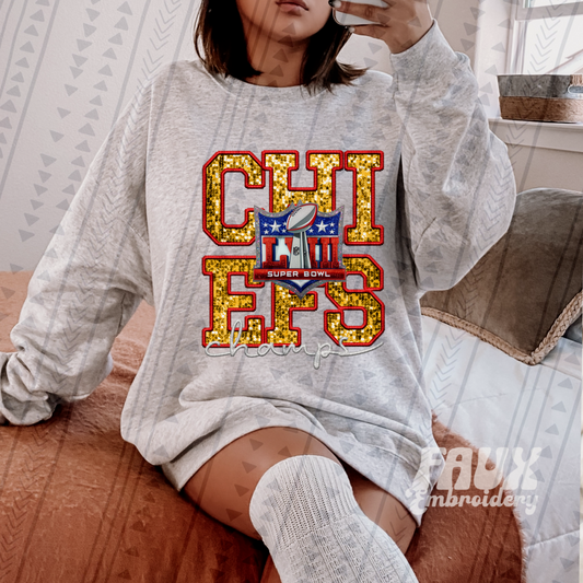 Chiefs Champs Faux Embroidery DTF Transfer