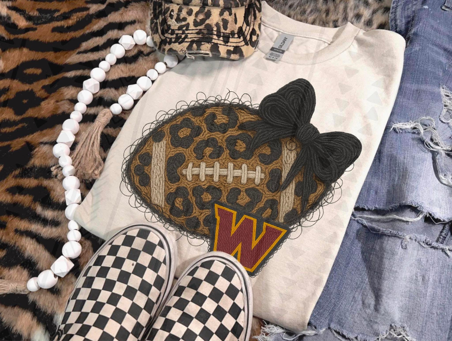 Leopard Football Faux Yarn DTF Transfer