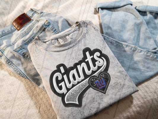Varsity Giants Faux Embroidery DTF Transfer