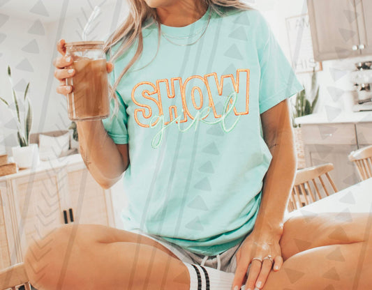 Show Girl Faux Embroidery DTF Transfer