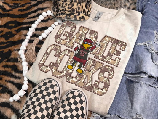 Duck Camo Gamecocks Faux Embroidery DTF Transfer