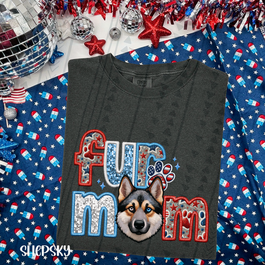 Patrioic Fur Mom - Shepsky (Two Color Eyes) DTF Transfer
