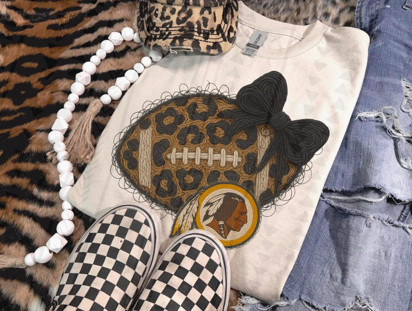 Leopard Football Faux Yarn DTF Transfer
