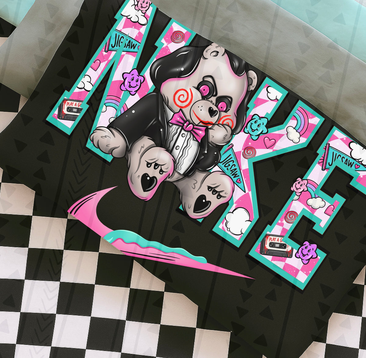 Horror Bear Jigsaw Swoosh DTF Transfer