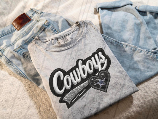 Varsity Cowboys Faux Embroidery DTF Transfer