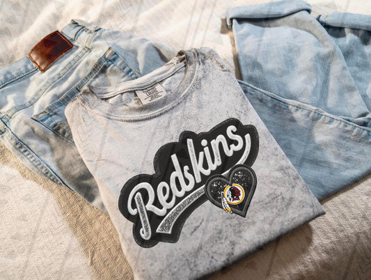 Varsity Redskins Faux Embroidery DTF Transfer