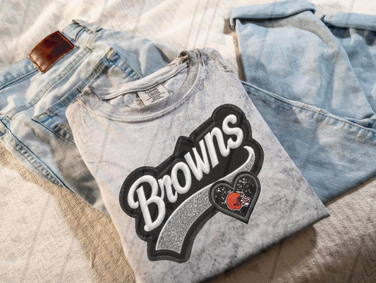 Varsity Browns Faux Embroidery DTF Transfer