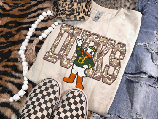 Duck Camo Ducks Faux Embroidery DTF Transfer