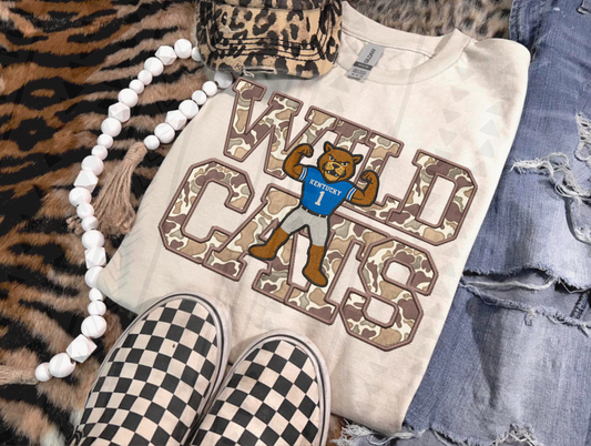 Duck Camo Ken Wildcats Faux Embroidery DTF Transfer