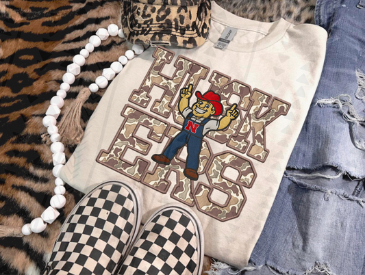 Duck Camo Huskers Faux Embroidery DTF Transfer