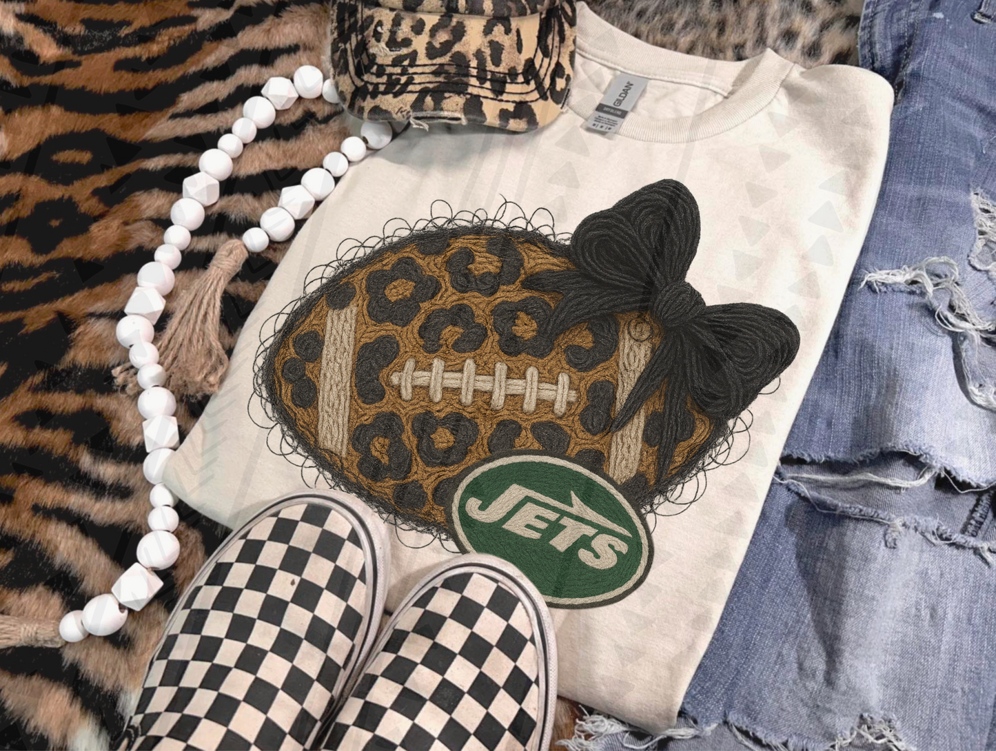Leopard Football Faux Yarn DTF Transfer