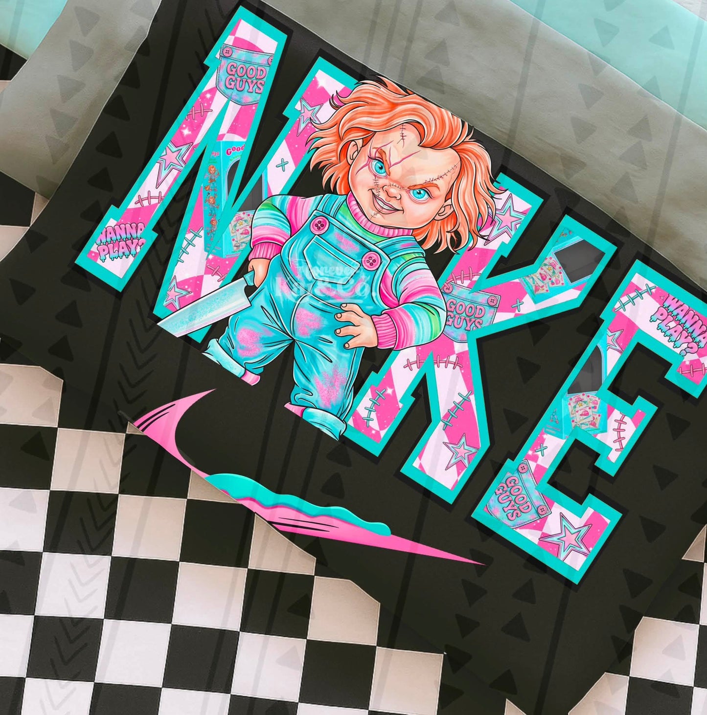 Pink Chucky Swoosh DTF Transfer