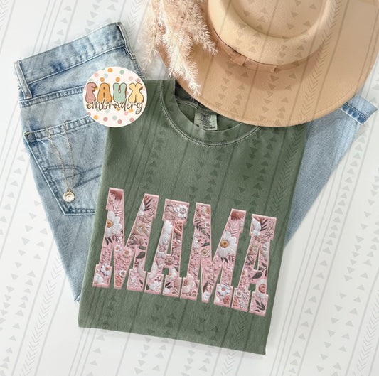 Pink Floral Varsity Mama DTF Transfer