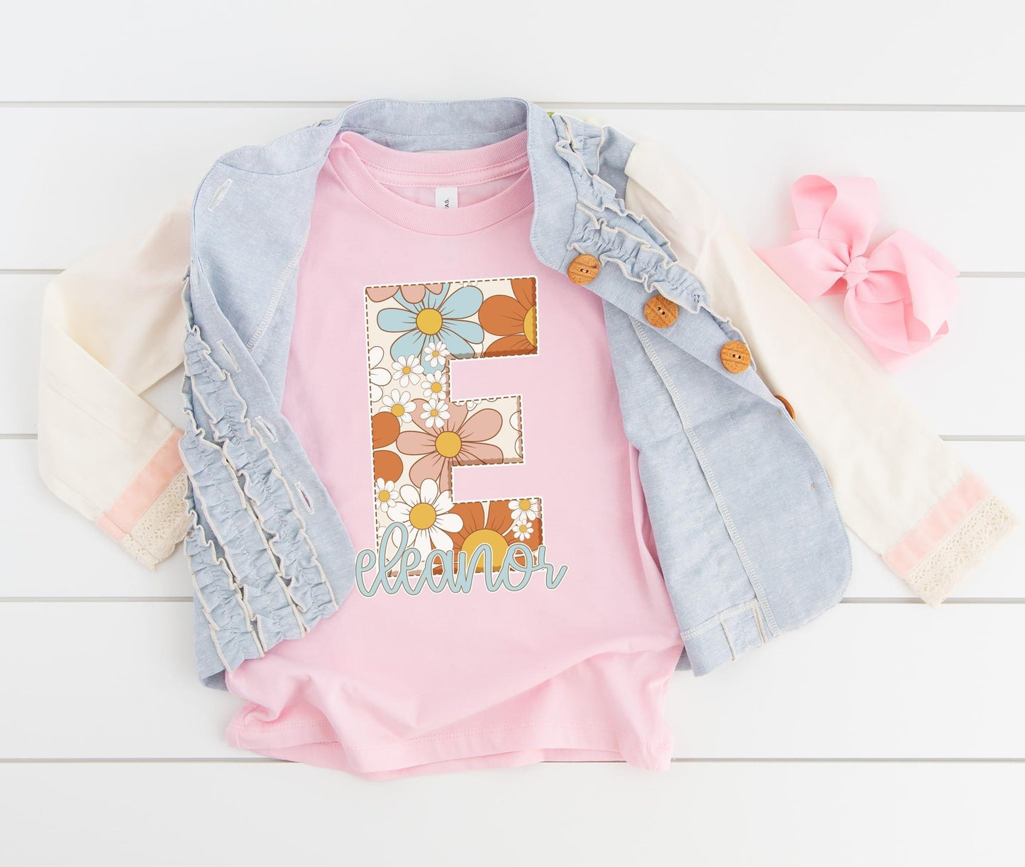 Retro Floral Custom Name DTF Transfer