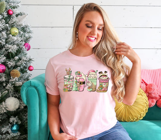 Pink Santa Coffee DTF Transfer