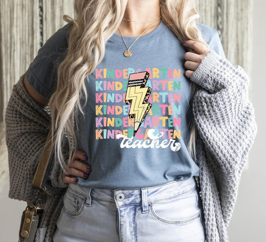 Kindergarten Teacher Pencil Bolt DTF Transfer