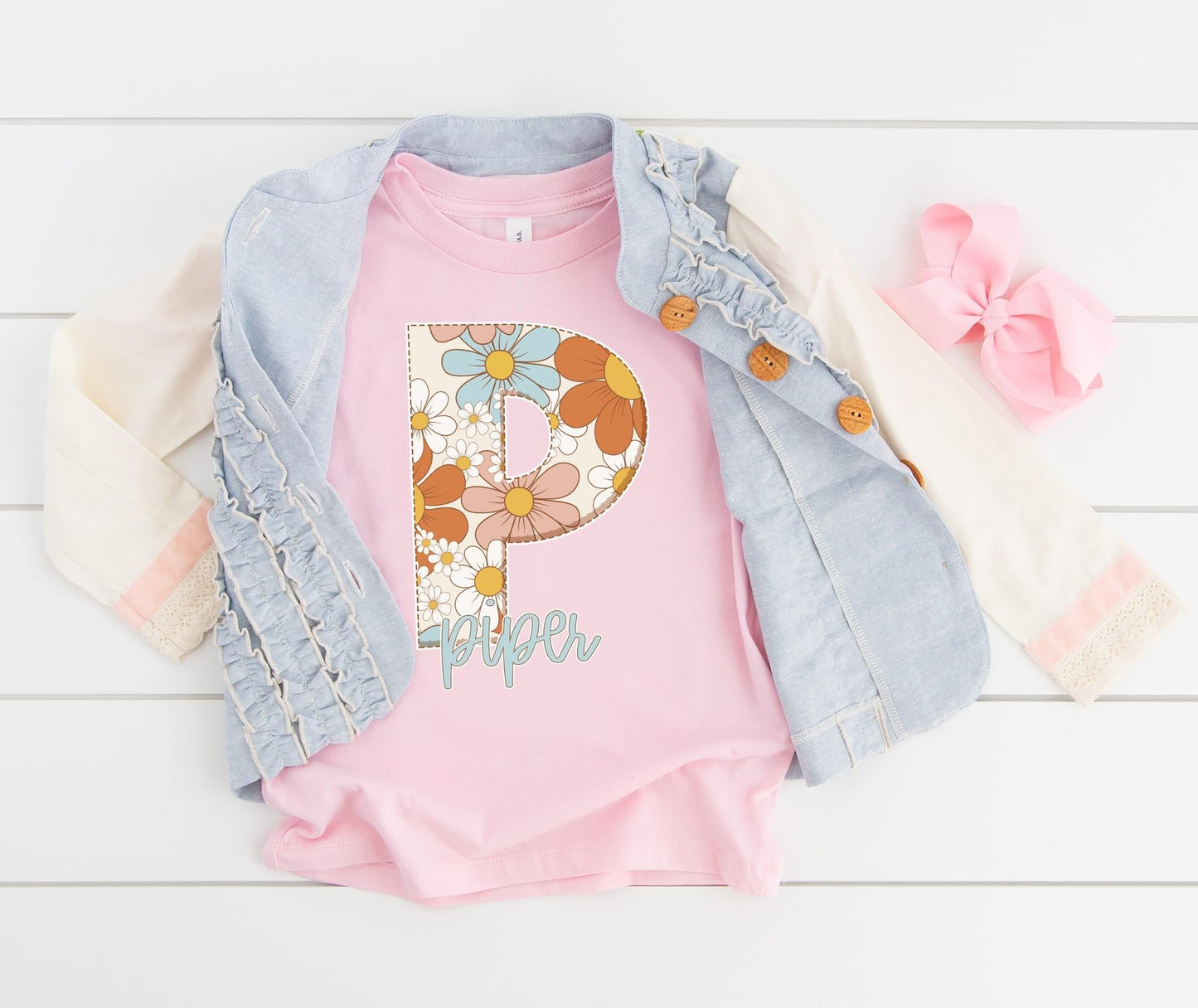 Retro Floral Custom Name DTF Transfer