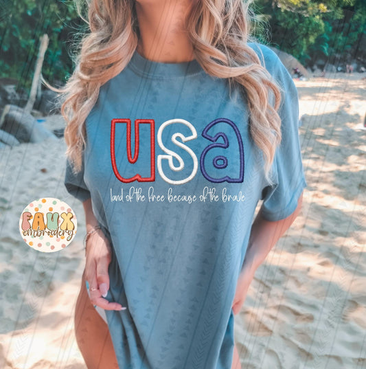 USA Faux Embroidery DTF Transfer