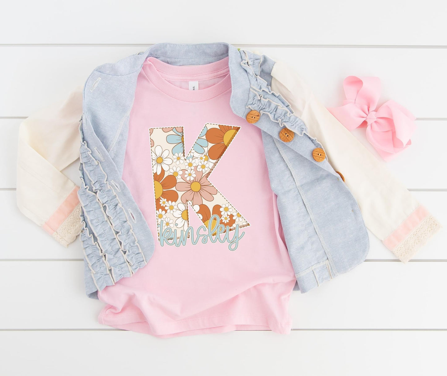 Retro Floral Custom Name DTF Transfer