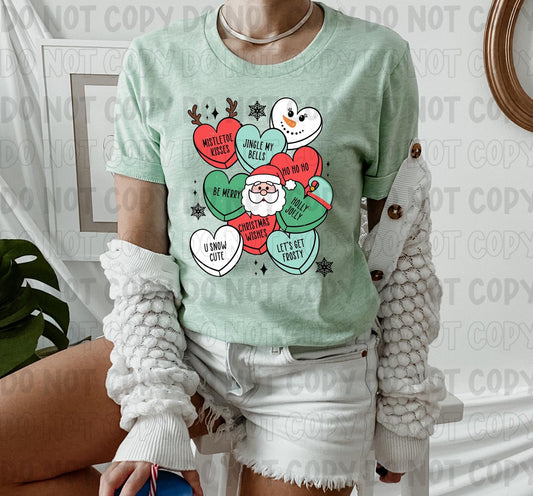 Christmas Conversation Hearts DTF Transfer