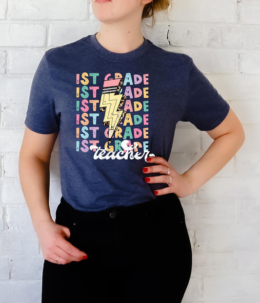 1st Grade Teacher Pencil Bolt DTF Transfer