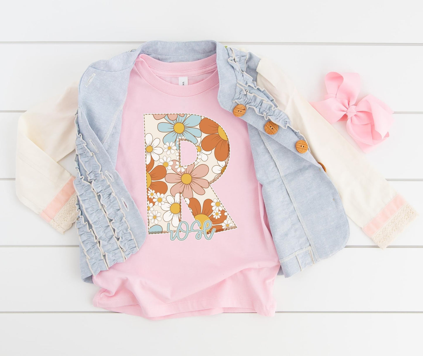 Retro Floral Custom Name DTF Transfer