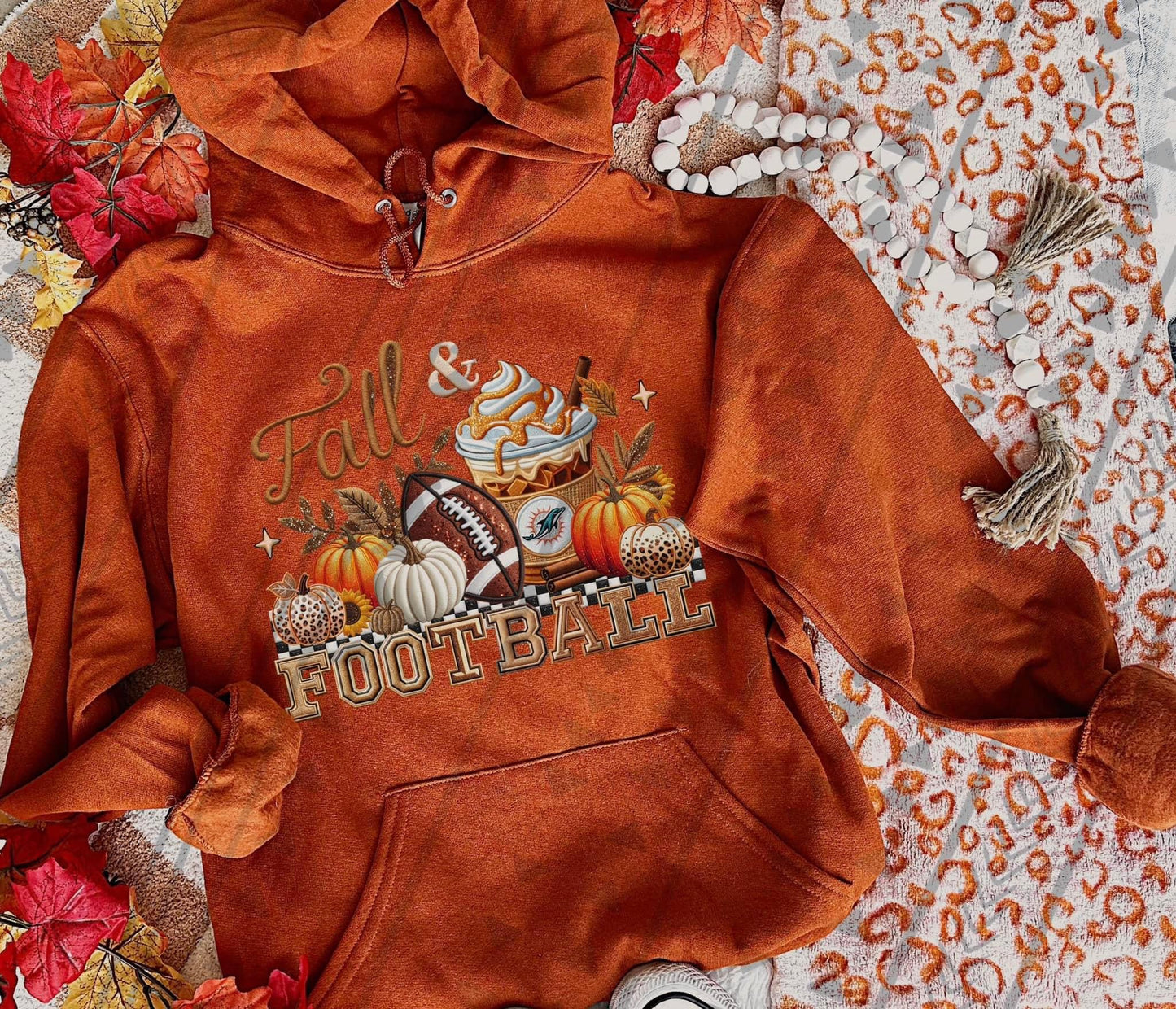 Fall & Football Faux Embroidery (Choose Your Team) DTF Transfer