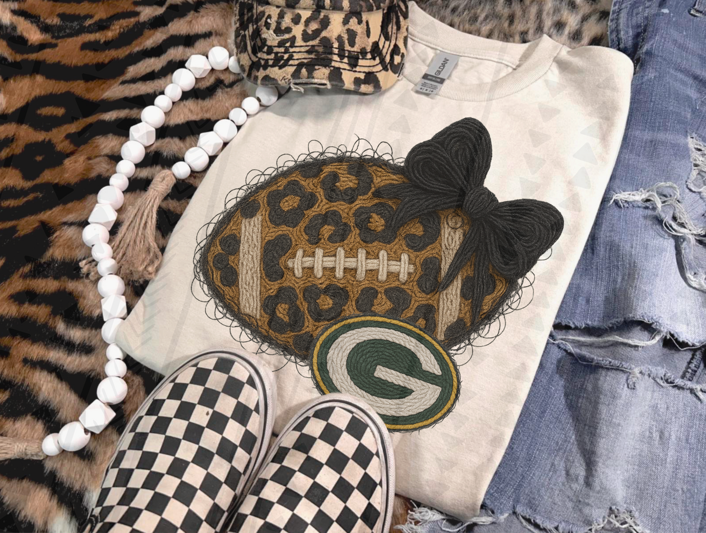 Leopard Football Faux Yarn DTF Transfer